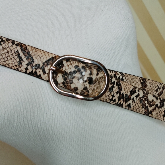 PYTHON PRINT OVAL BUCKLE BELT, SAND PYTHON 2XL - Picture 2 of 6